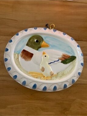 Vintage Hand-Painted Ceramic Duck mold Wall Hanging